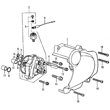 LEFT CRANKCASE COVER + OIL PUMP