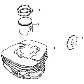 PISTON + CYLINDER + SPROCKET