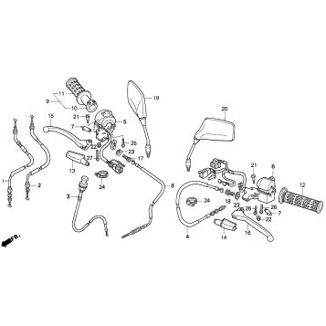 HANDLE SWITCH + CABLES + MIRRORS