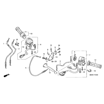 HANDLE LEVER + SWITCH + CABLE ('99-'00)