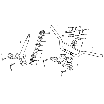 HANDLEBAR + TOP BRIDGE + STEERING STEM 82