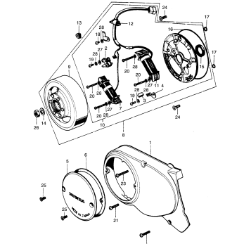 LEFT CRANKCASE COVER + ALTERNATOR K1