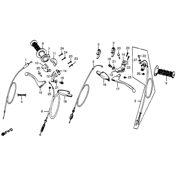 HANDLE LEVER + SWITCHES + CABLES