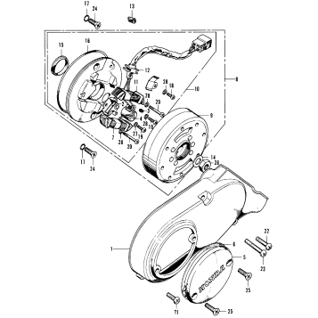 LEFT CRANKCASE COVER + ALTERNATOR