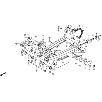SWINGARM + DRIVE CHAIN 82