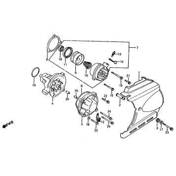 LEFT CRANKCASE COVER + WATER PUMP