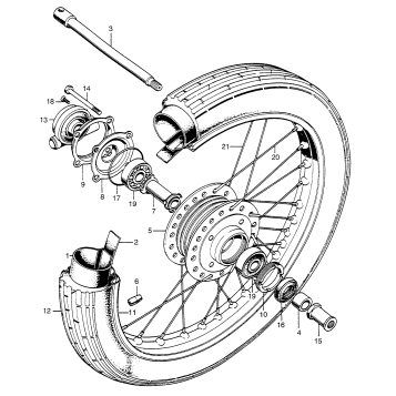 CB350G FRONT WHEEL + AXLE