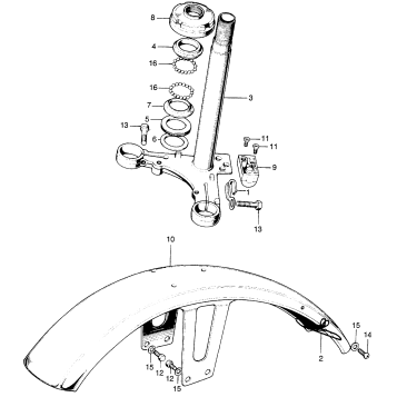 CL100 STEERING STEM + FRONT FENDER (CL100K2.SK2.SK3) K2-S3