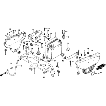 CX500D SIDE COVER + BATTERY