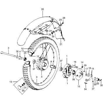 FRONT WHEEL + FRONT FENDER