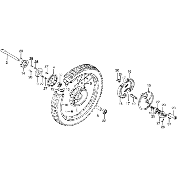 FRONT WHEEL + FRONT BRAKE PANEL