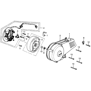 LEFT CRANKCASE COVER + ALTERNATOR