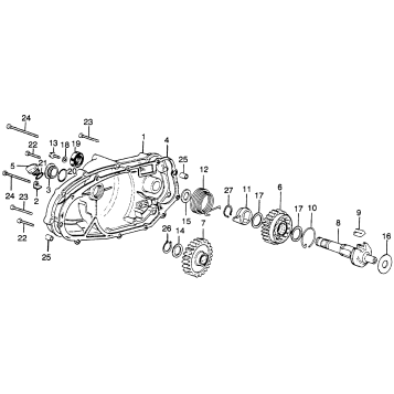 RIGHT CRANKCASE COVER + KICK STARTER