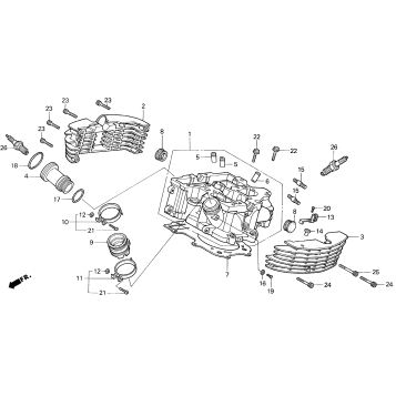 VT1100C2REAR CYLINDER HEAD