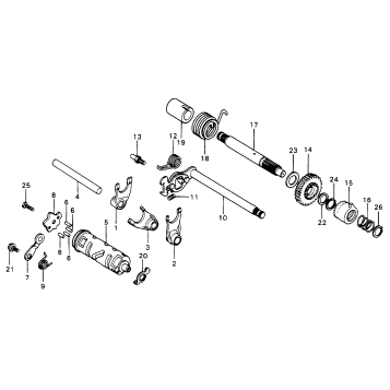 SHIFT FORK + SHIFT DRUM + KICK SPINDLE