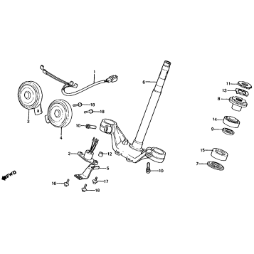 STEERING STEM + HORN