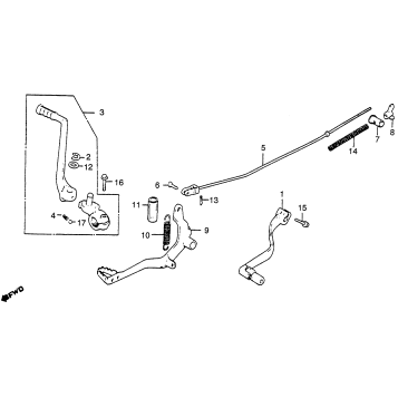 GEARSHIFT PEDAL + BRAKE PEDAL + KICK STARTER ARM