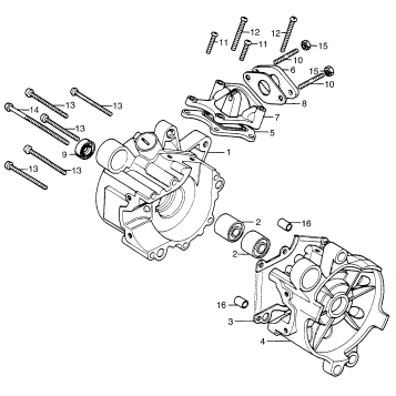 CRANKCASE + INLET PIPE