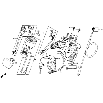 SPEEDOMETER + HORN + KEY SET 80-82