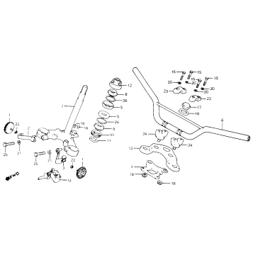 HANDLEBAR + TOP BRIDGE + STEERING STEM 80-82