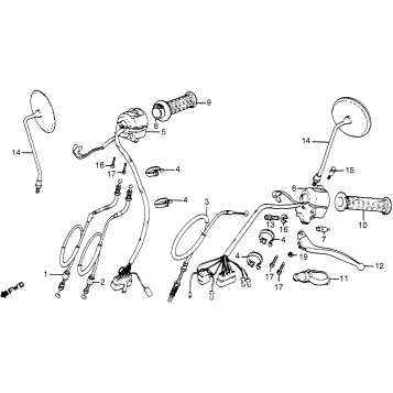 CM40OT/CHANDLE LEVER + CABLE + MIRROR + SWITCH 79-81