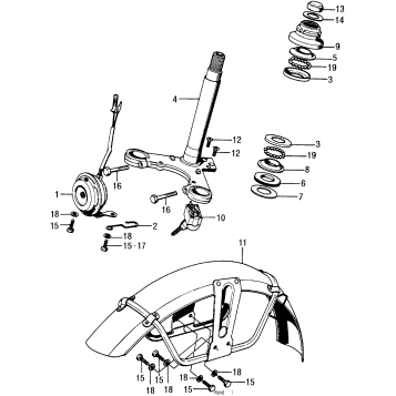 STEERING STEM + FRONT FENDER