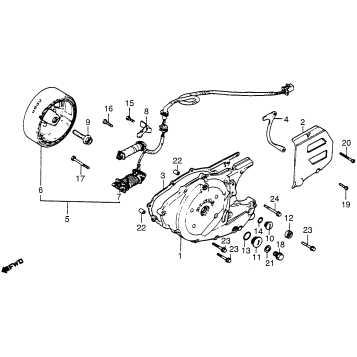 LEFT CRANKCASE COVER + ALTERNATOR