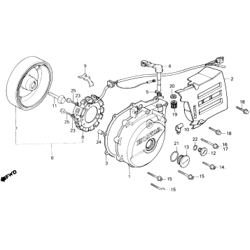 LEFT CRANKCASE COVER + ALTERNATOR