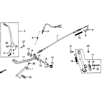 KICK STARTER ARM + SHIFT PEDALS + BRAKE PEDALS
