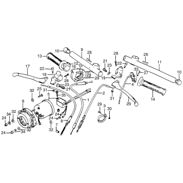HANDLEBAR + CABLES + CONTROL LEVERS