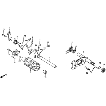 SHIFT DRUM + SHIFT FORK 83-84