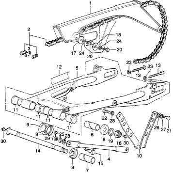 SWINGARM + DRIVE CHAIN K