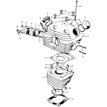 CYLINDER + CYLINDER HEAD + SPARK PLUG