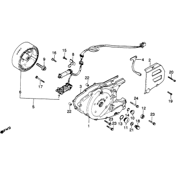 LEFT CRANKCASE COVER + ALTERNATOR