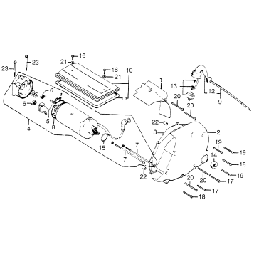STARTING MOTOR + CRANKCASE REAR COVER
