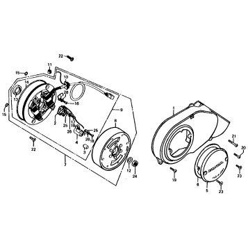 LEFT CRANKCASE COVER + ALTERNATOR