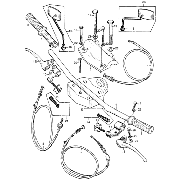 HANDLEBAR + CONTROL LEVERS + CABLES