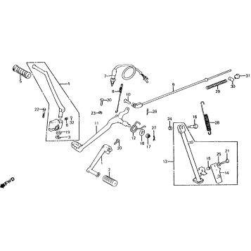 BRAKE + GEARSHIFT PEDAL + KICK STARTER ARM 79-80