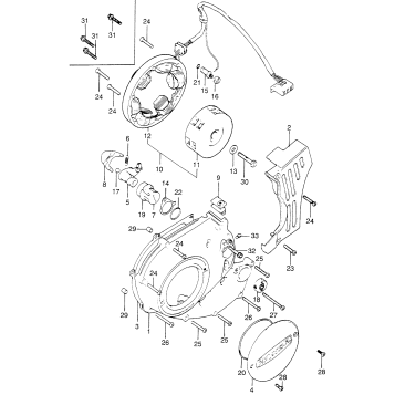 LEFT CRANKCASE COVER + ALTERNATOR