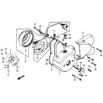 LEFT CRANKCASE COVER + ALTERNATOR