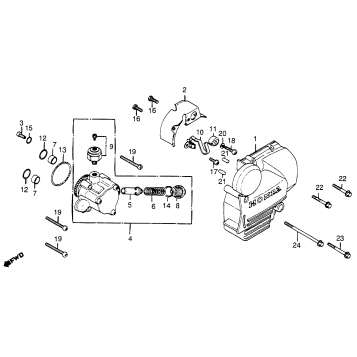 LEFT CRANKCASE COVER + OIL PUMP