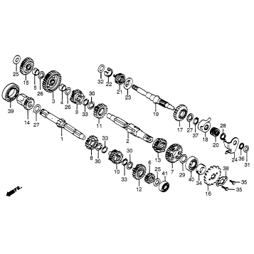 TRANSMISSION + KICK STARTER SPINDLE