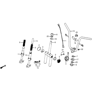 HANDLEBAR + HORN + FRONT FORK