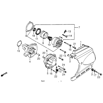 LEFT CRANKCASE COVER + WATER PUMP