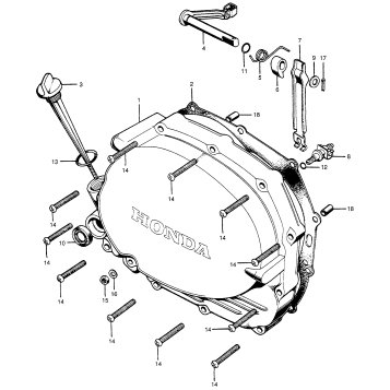 RIGHT CRANKCASE COVER + CLUTCH LEVER