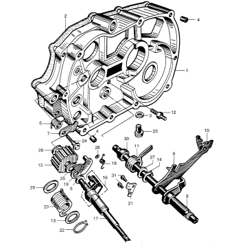 GEAR CHANGE + RIGHT CRANKCASE