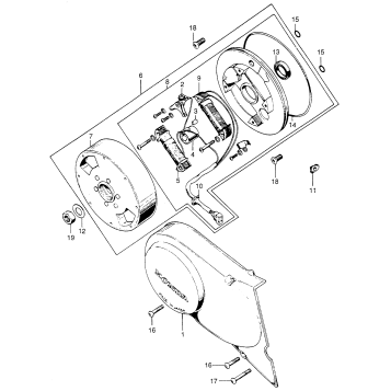 LEFT CRANKCASE COVER + ALTERNATOR