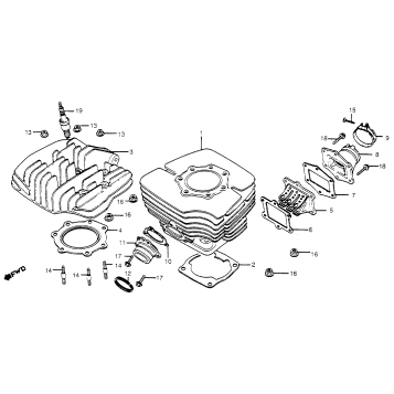 CYLINDER HEAD + CYLINDER + REED VALVE