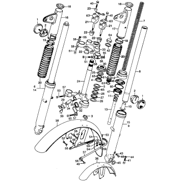 STEERING STEM + FRONT FENDER + FRONT FORK