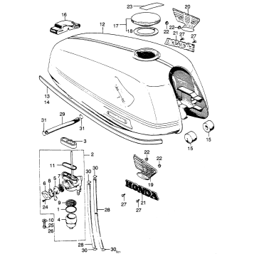 CB FUEL TANK + FUEL VALVE